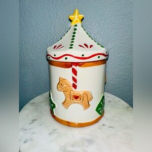 Christmas Gingerbread Carousel Canister